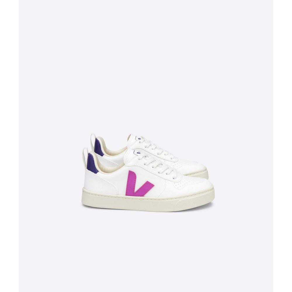 Veja V-10 LACES CWL Kids\' Shoes White/Purple | CA 793MQZ